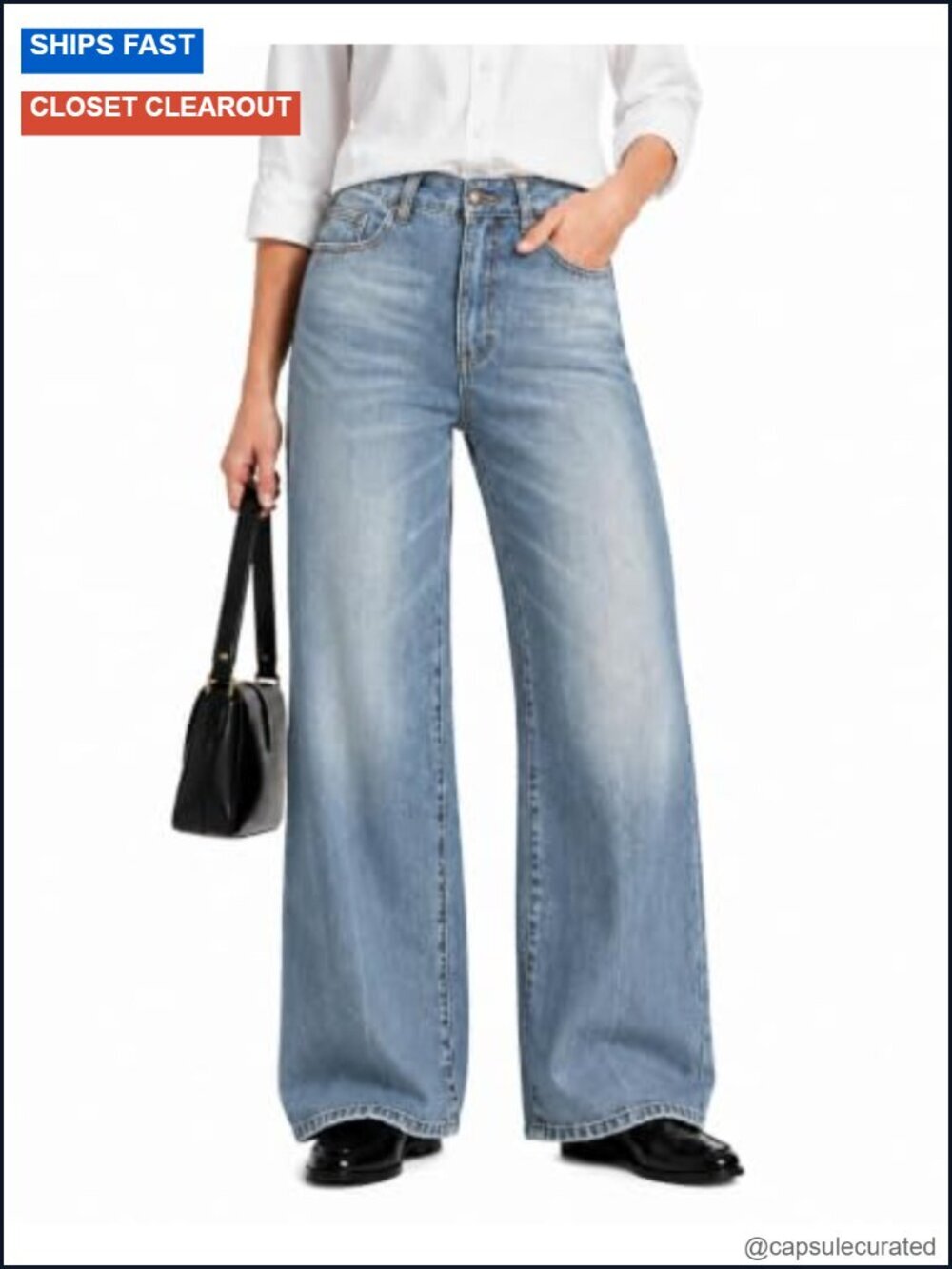High Waisted Wide Leg Jeans Stretchy Denim Pants Baggy Straight Leg